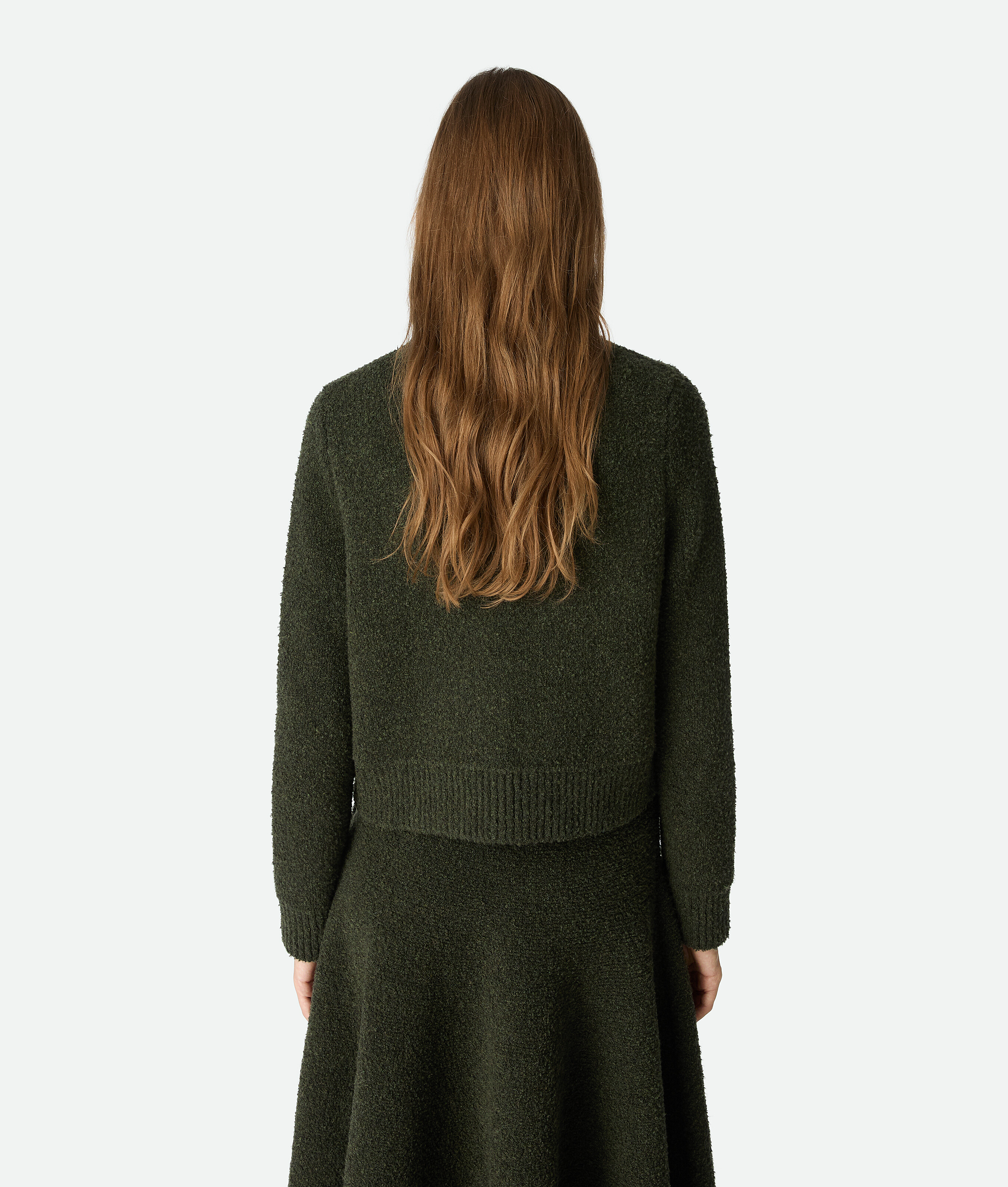Bottega Veneta Wool Bouclé Cardigan In Green
