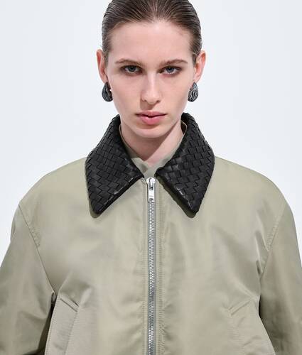 Women's Satin Nylon Blouson in Tarragon Bottega Veneta United States EN - Image 4