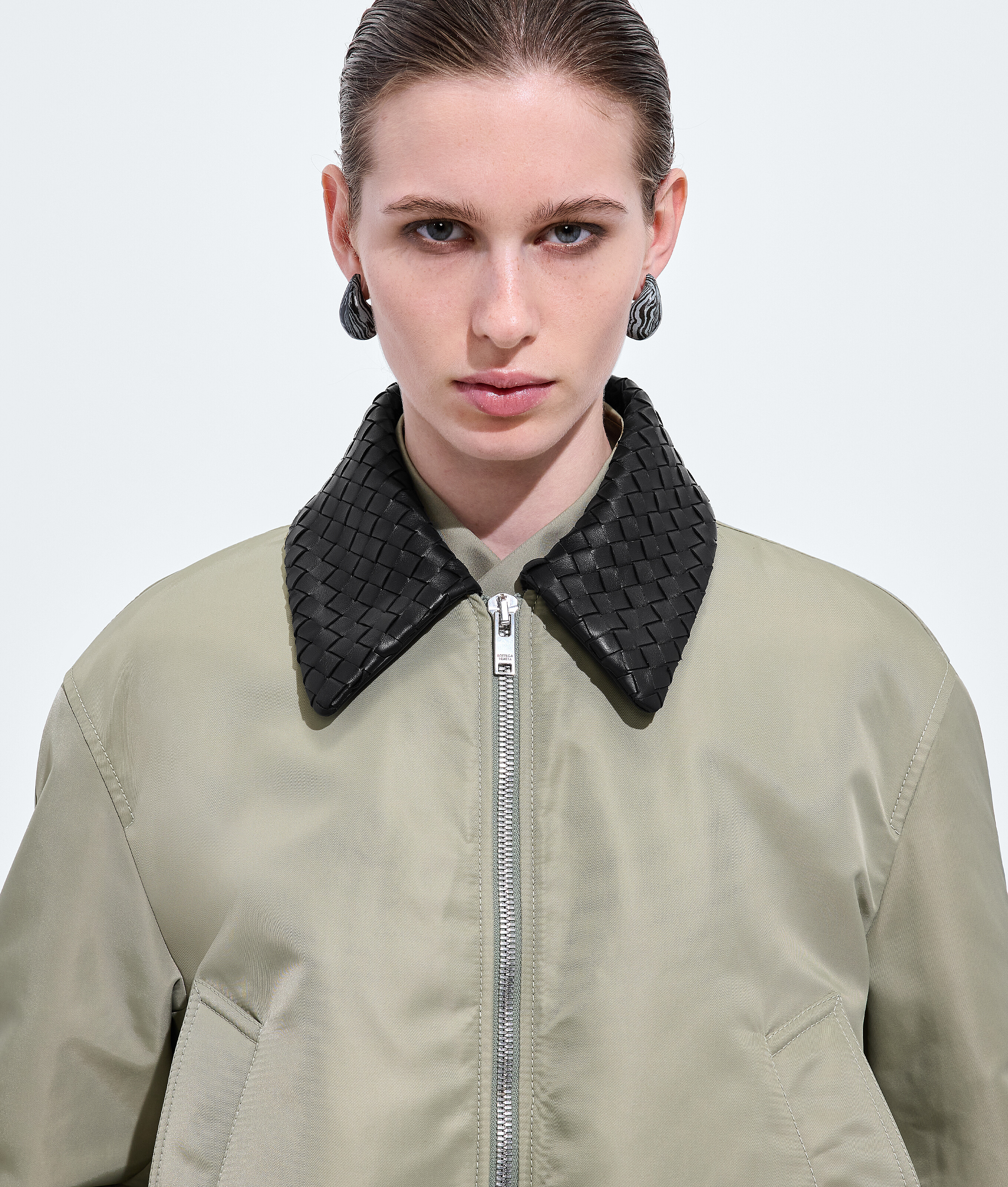 Women's Satin Nylon Blouson in Tarragon Bottega Veneta Luxembourg EN - Image 4