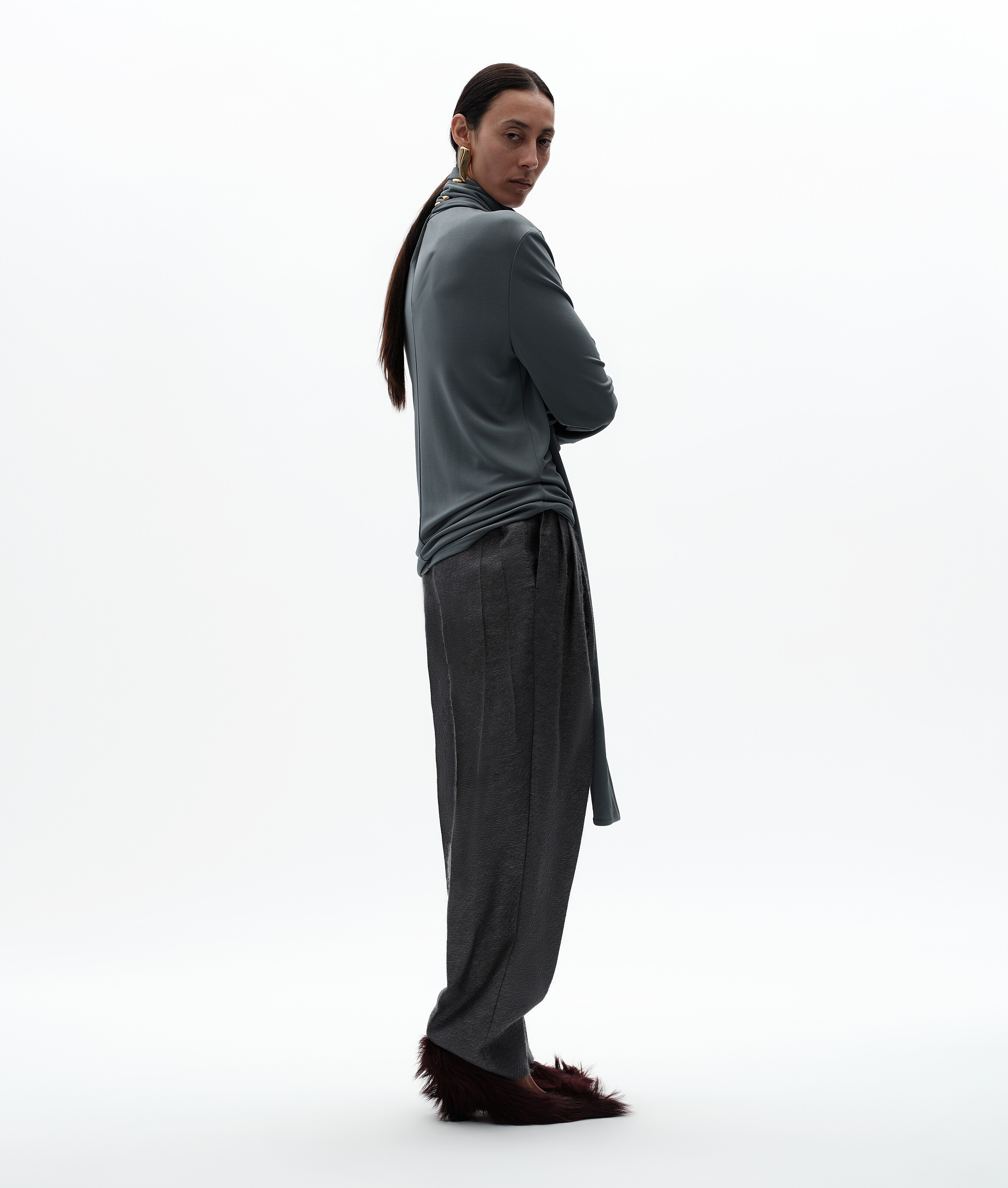 Women's Mohair and Silk Pants in Harbor gray Bottega Veneta Switzerland EN - Image 3