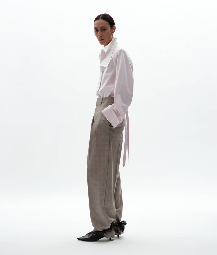 Women's Prince Of Wales Wool Trousers in Silt/stucco melange Bottega Veneta United Kingdom EN - Image 4