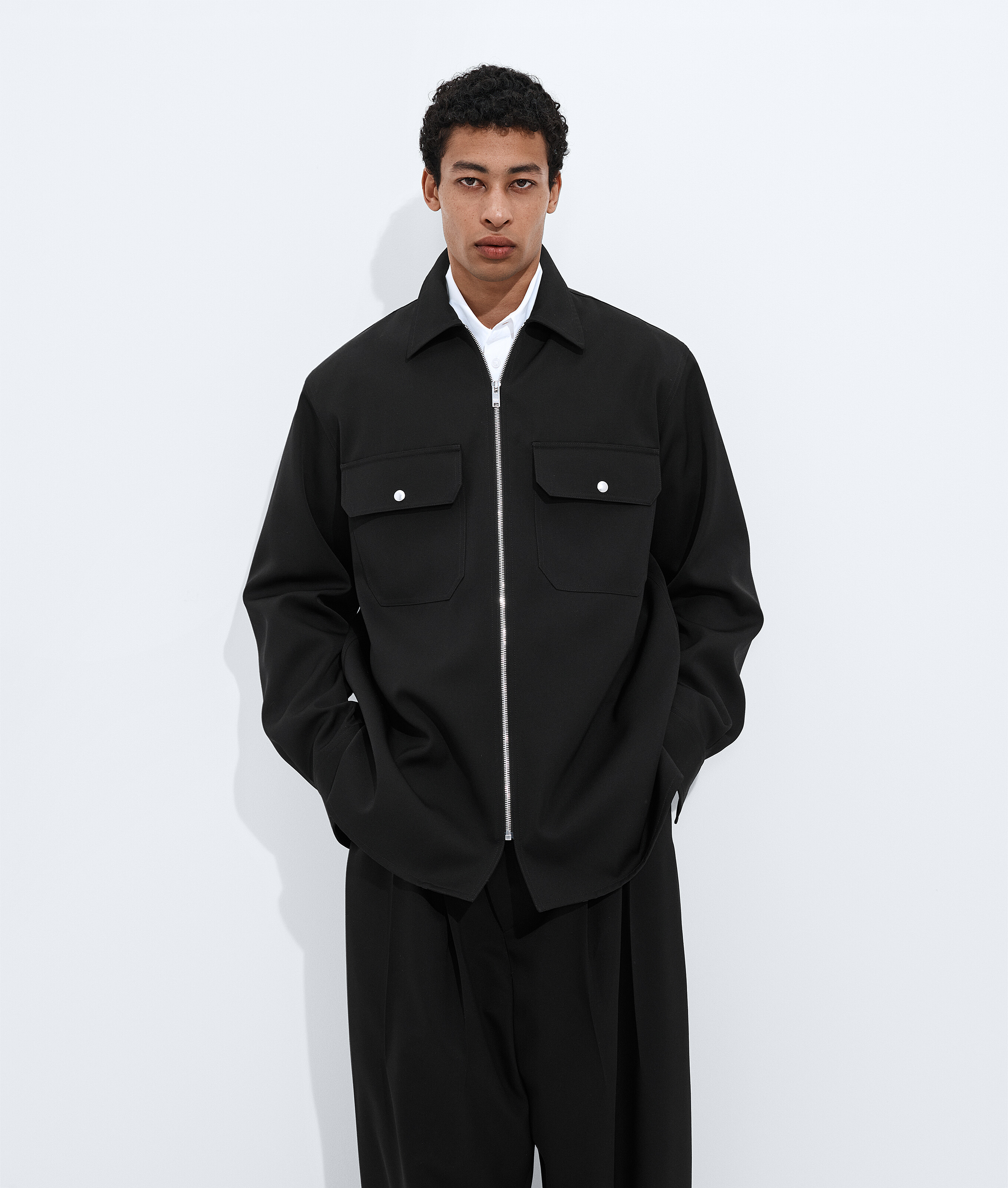 Wool Grain De Poudre Overshirt