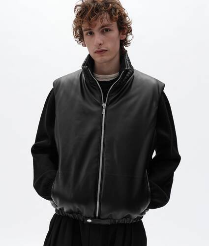 Men's Padded Leather Gilet  in Double black Bottega Veneta Czechia EN - Image 4