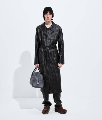 Men's Weathered Leather Coat in Black/brown Bottega Veneta Poland EN - Image 1