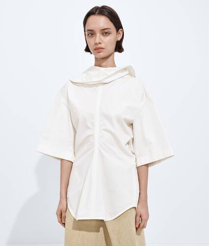 Ela's Top em Toile de Algod&atilde;o Compacto em Chalk Bottega Veneta Brasil PT - Image 1