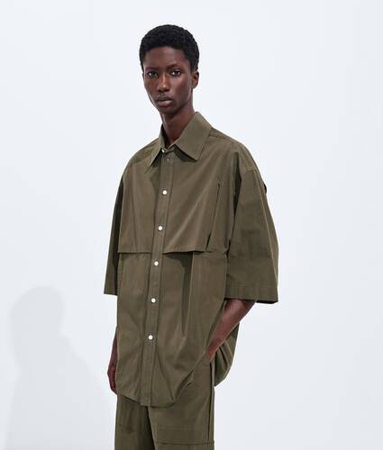 Men's Macro Intreccio Cotton Shirt in Wader green Bottega Veneta Bulgaria EN - Image 2