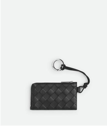 Men's Intrecciato L-Zippered Card Holder On Strap in Black Bottega Veneta Japan EN - Image 2