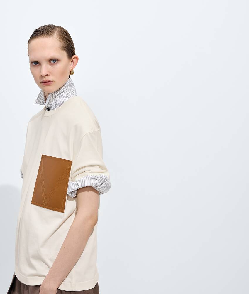 Women's Cotton Jersey T-Shirt in Parchment Bottega Veneta Denmark EN - Image 2