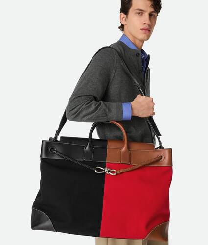 Men's Large Andiamo Voyager in Black/scarlet/light wood Bottega Veneta Canada EN - Image 6