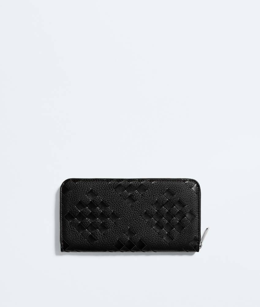 Men's Intrecciato Zip-Around Wallet in Black Bottega Veneta United Arab Emirates EN - Image 3