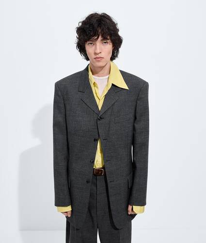 Men's Shetland Wool Toile Jacket in Ardoise melange Bottega Veneta Canada EN - Image 1