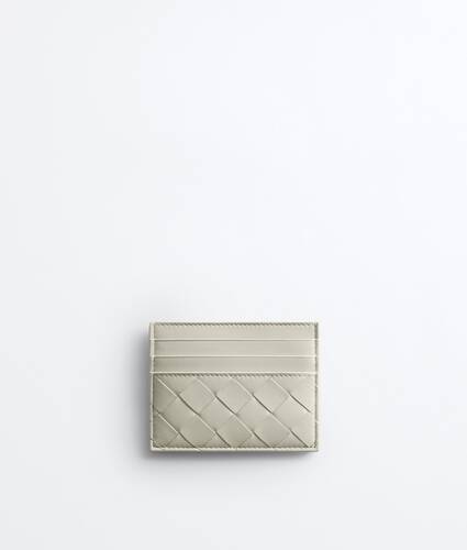 Women's Intrecciato Credit Card Case in Silica gray Bottega Veneta Italy EN - Image 1