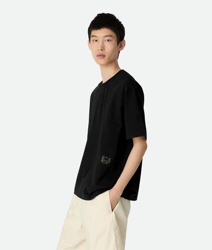 Men's Pima Cotton Jersey T-Shirt in Black Bottega Veneta Taiwan EN - Image 2