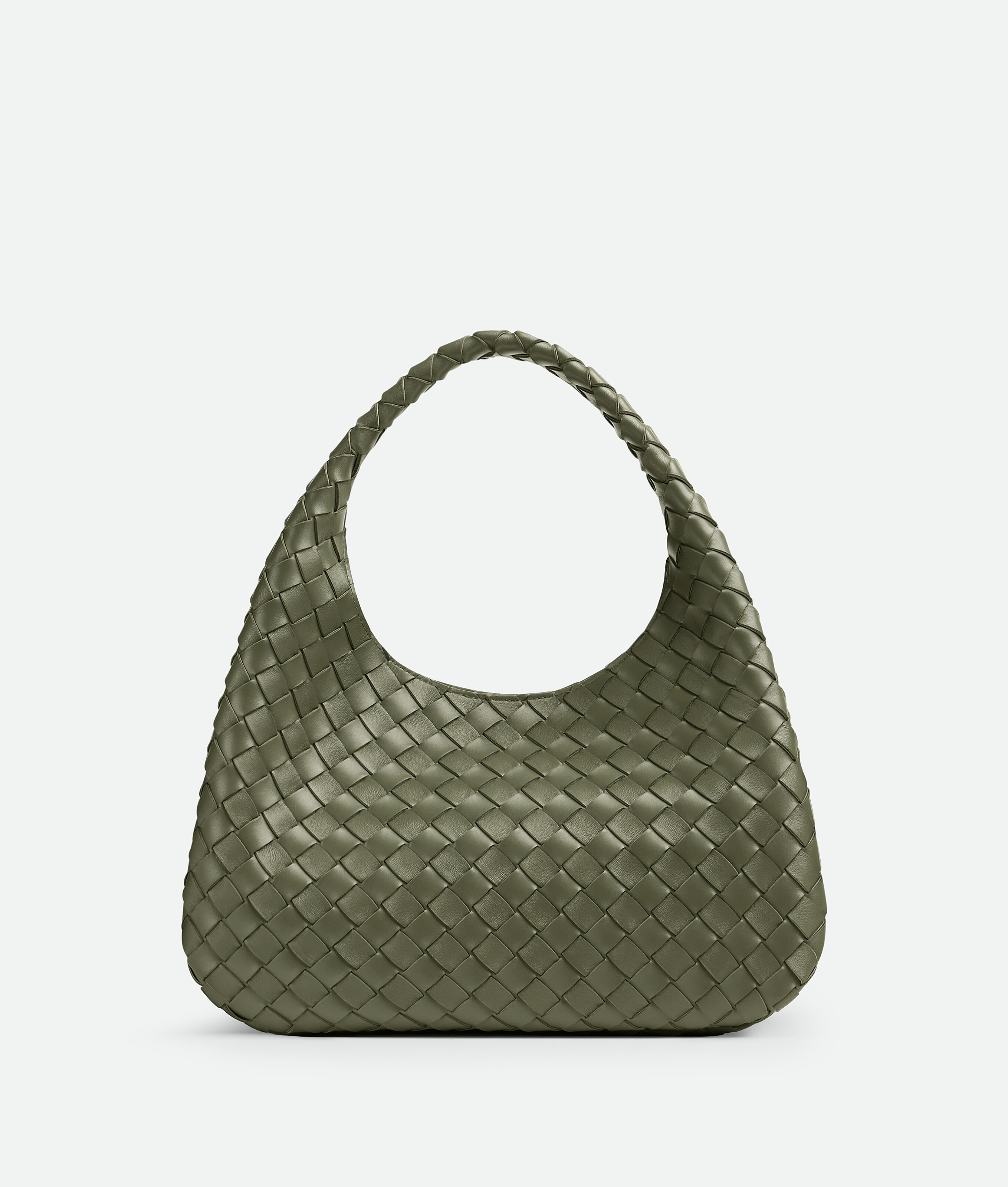 Bottega Veneta Medium Leather Intrecciato Campana Shoulder Bag In Green