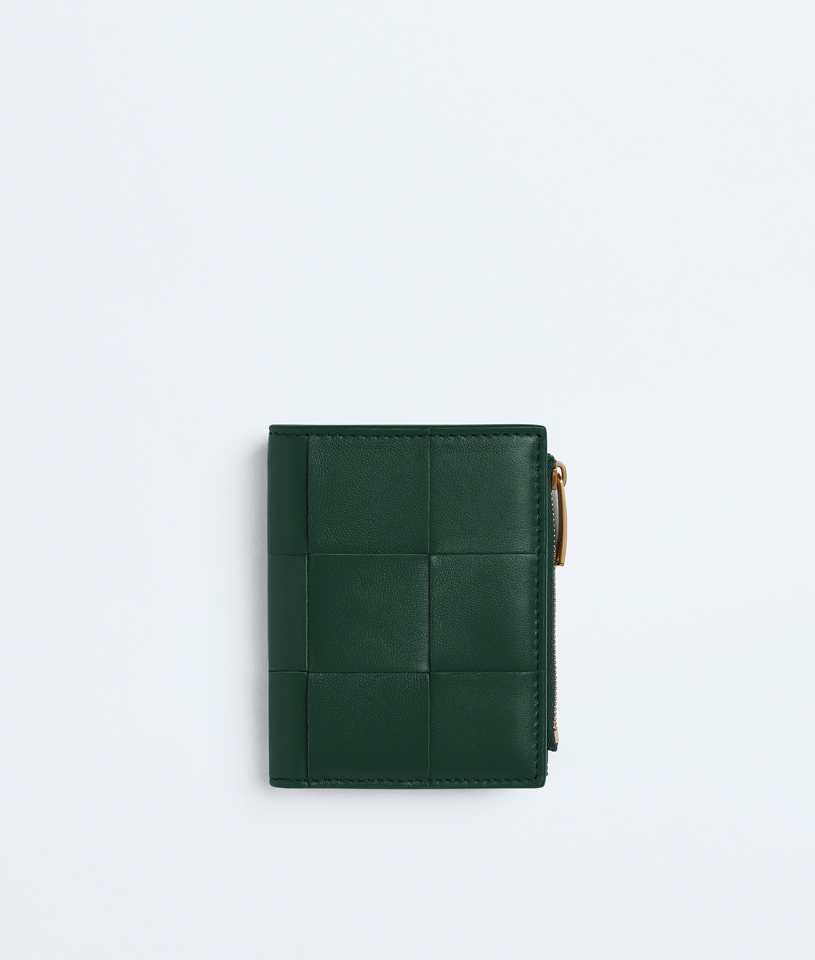 Women's Cassette Small Bi-Fold Wallet in Emerald green | Bottega