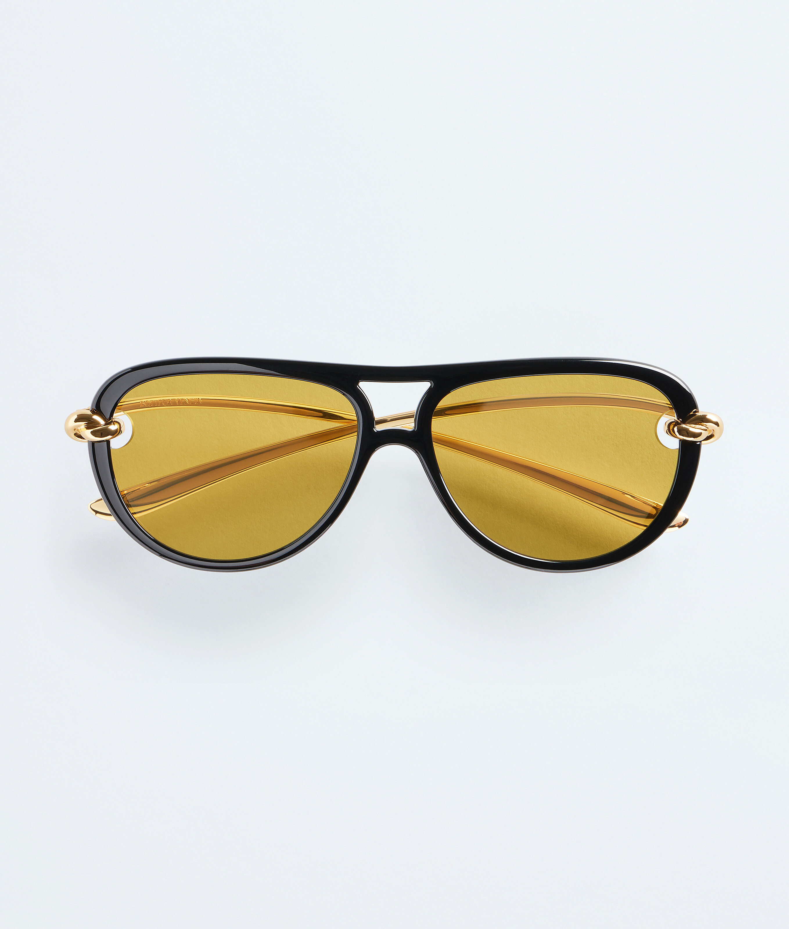 Bottega Veneta Women Metallic Sunglasses With Cut-out Motif On The Temples And Knot Detail On The Te In Black