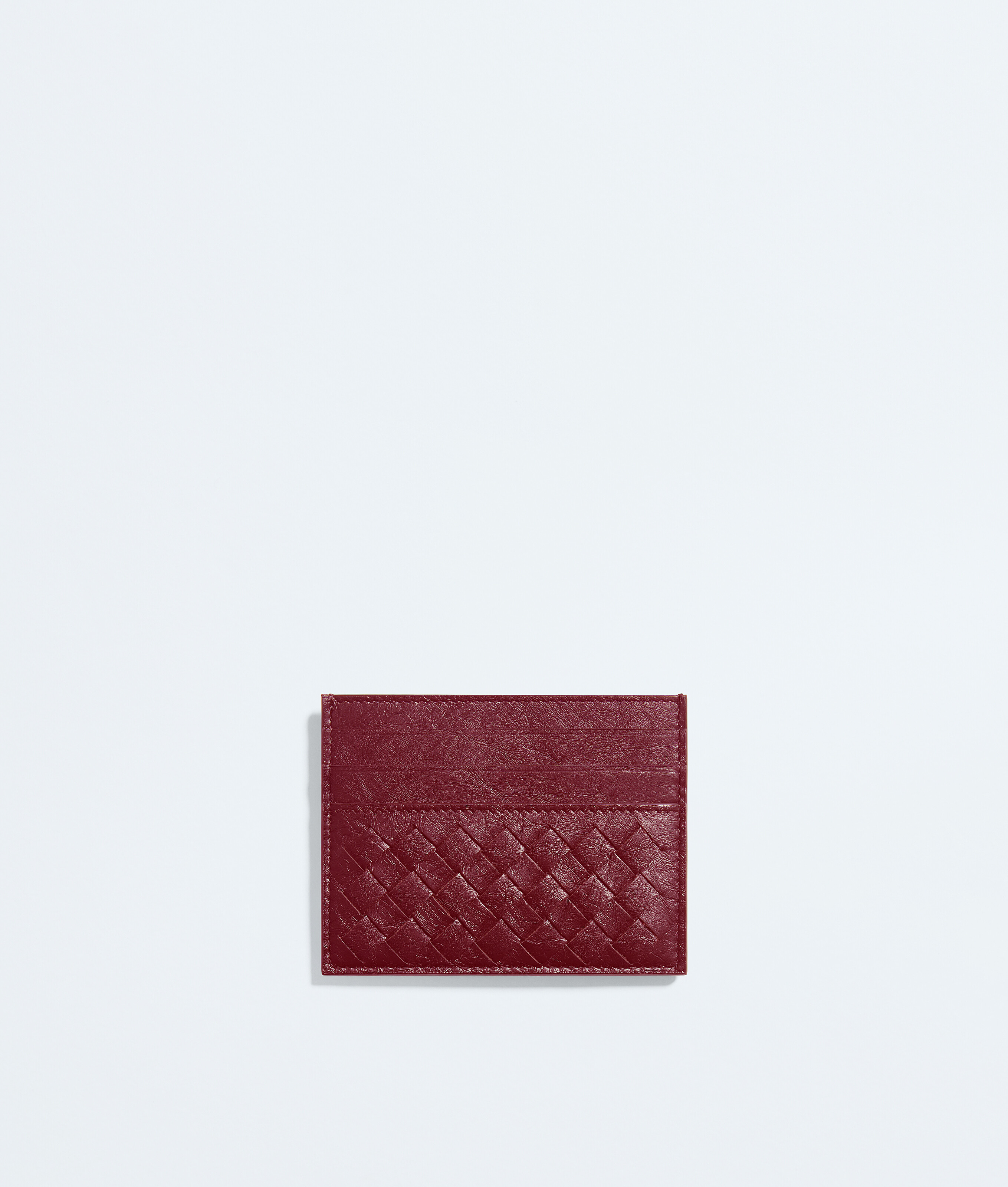 Men's Woven Mycelium Credit Card Case in Lava red Bottega Veneta Belgium EN - Image 2