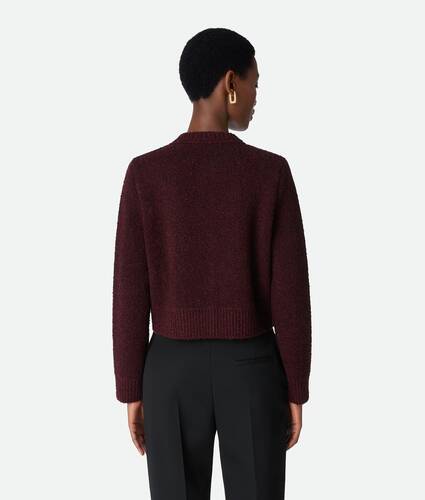 Women's Wool Bouclé Cardigan in Oxblood melange Bottega Veneta Belgium EN - Image 3