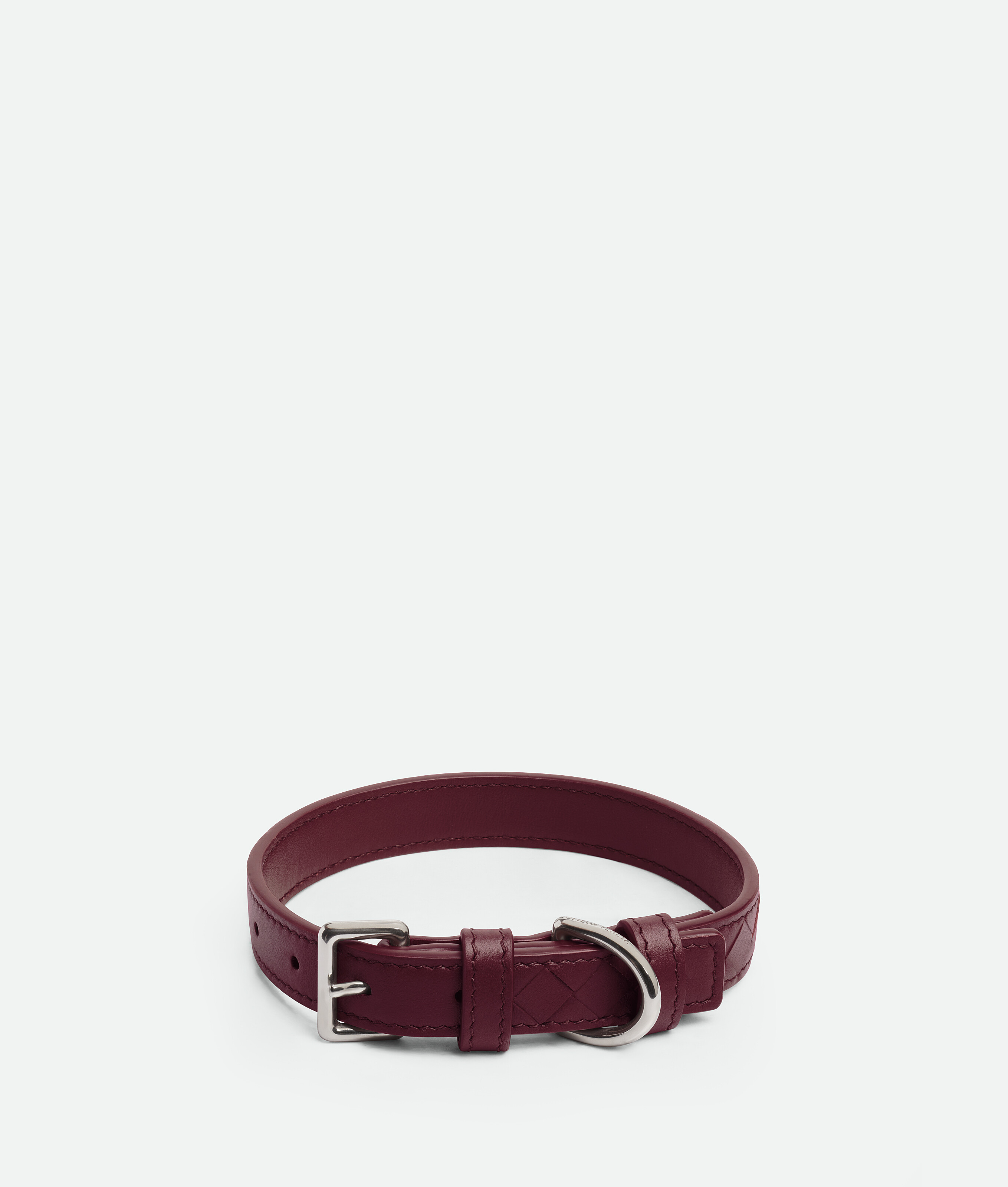 Bottega Veneta Small Intrecciato Dog Collar In Burgundy