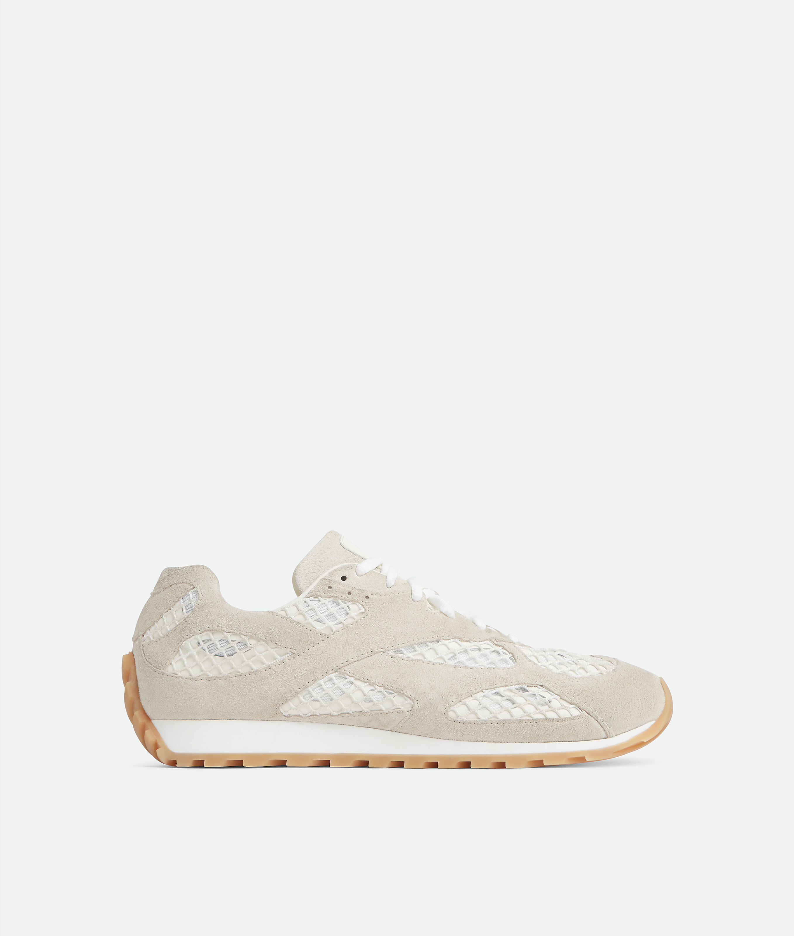 Bottega Veneta Womens Winter Wht Orbit Tonal-panel Net-covered Low-top Trainers Eur 42/ 9 Uk In White