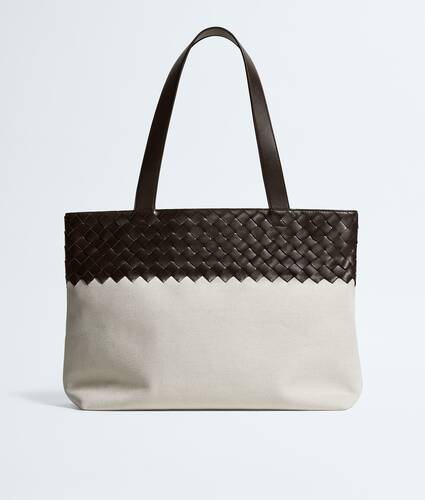 Men's Small Intrecciato Zipped Tote in Natural/fondant Bottega Veneta Malta EN - Image 1