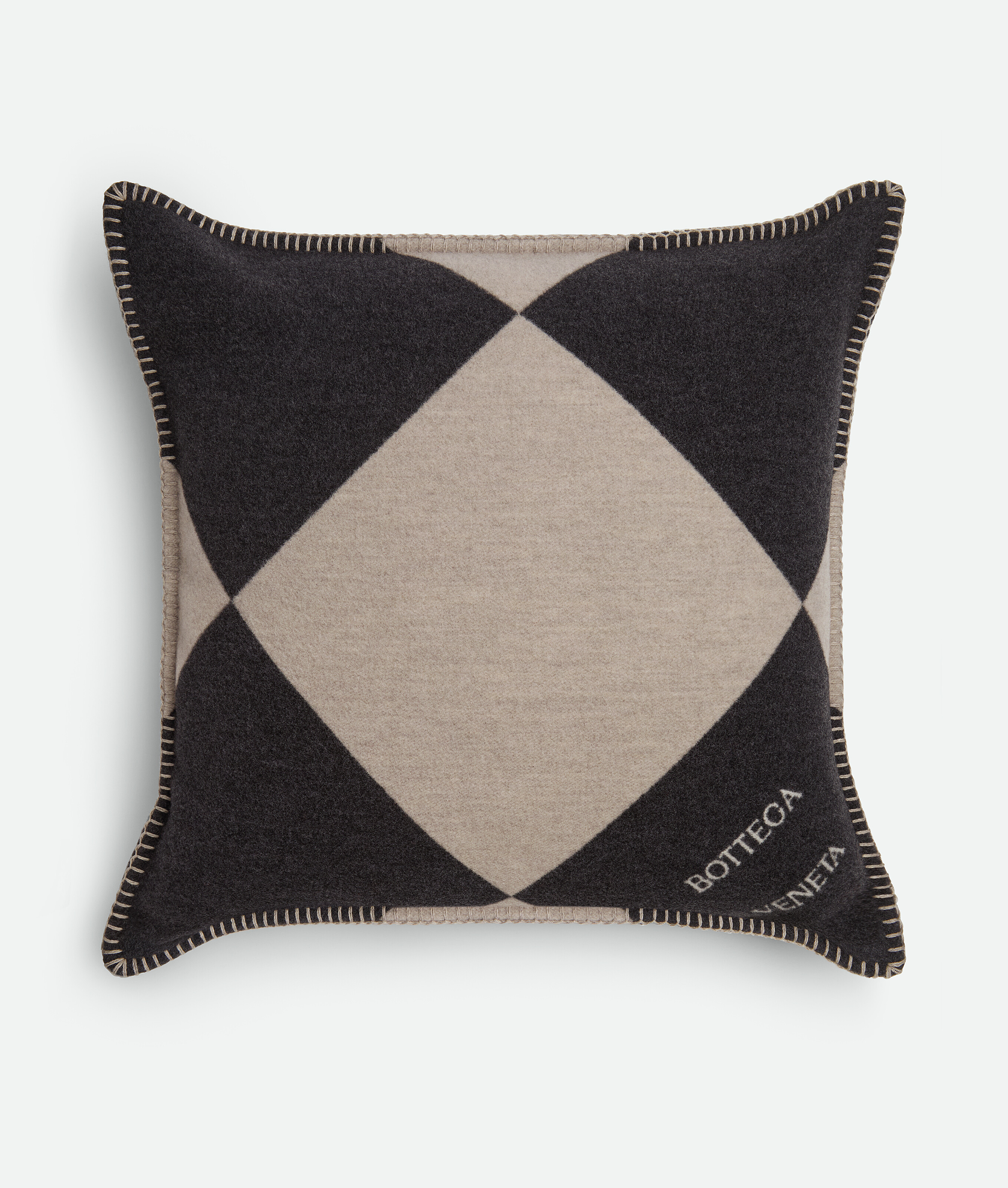 Jacquard Check Cushion in Greige/white Bottega Veneta Luxembourg EN - Image 1