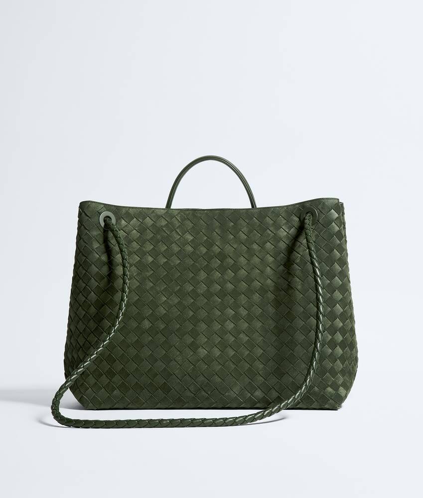 Women's Large Andiamo in Green tweed Bottega Veneta Denmark EN - Image 5