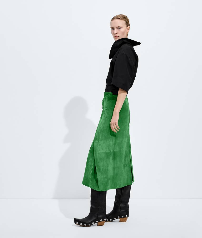 Women's Suede Leather Skirt in Grass green Bottega Veneta United Kingdom EN - Image 2