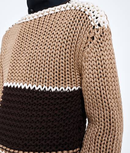 Men's Cotton Striped Sweater in Fondant/trench/parch Bottega Veneta Belgium EN - Image 2