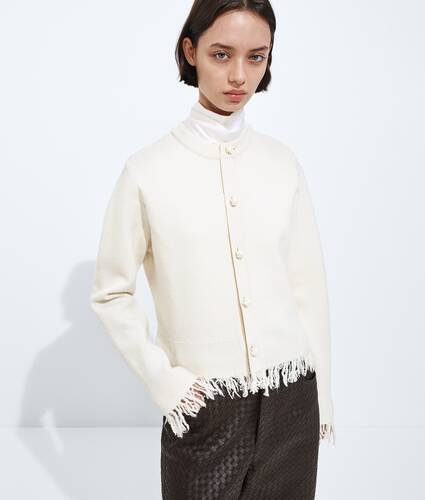 울 펠트 가디건 에 대한 여성 에 초크 Bottega Veneta 대한민국 KO - Image 1