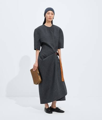 Kleid aus Shetland-Wollgewebe f&uuml;r Damen in Ardoise melange Bottega Veneta Deutschland DE - Image 1