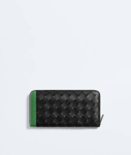 Men's Intrecciato Zip-Around Wallet in Black/shamrock Bottega Veneta Switzerland EN - Image 3