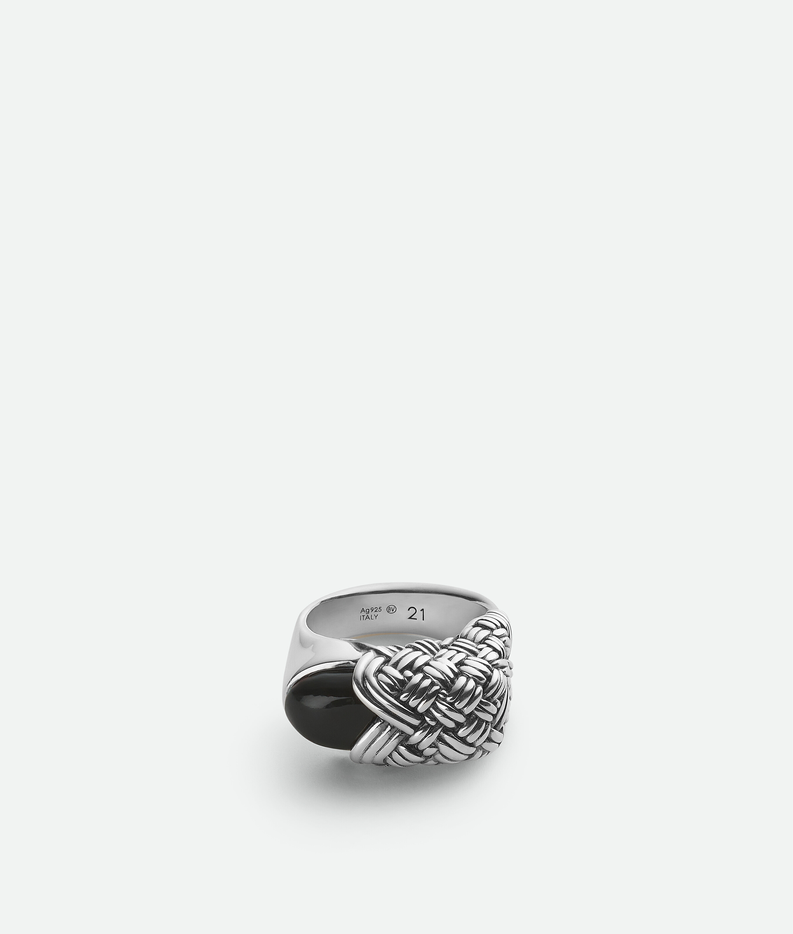 Bottega Veneta Black Intreccio Ring - Woman - O-½