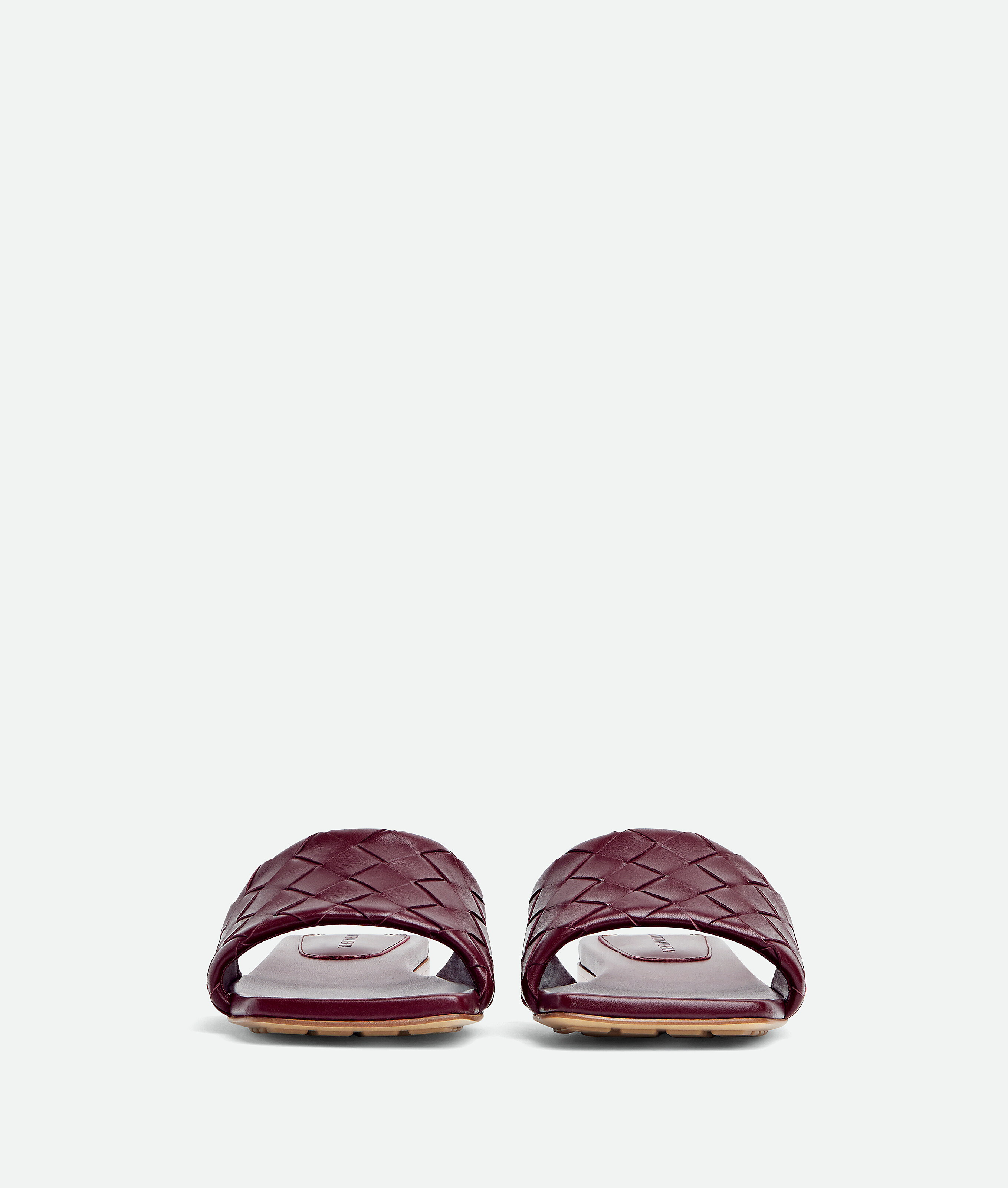 Bottega Veneta Parco Intrecciato Leather Slides In Burgundy