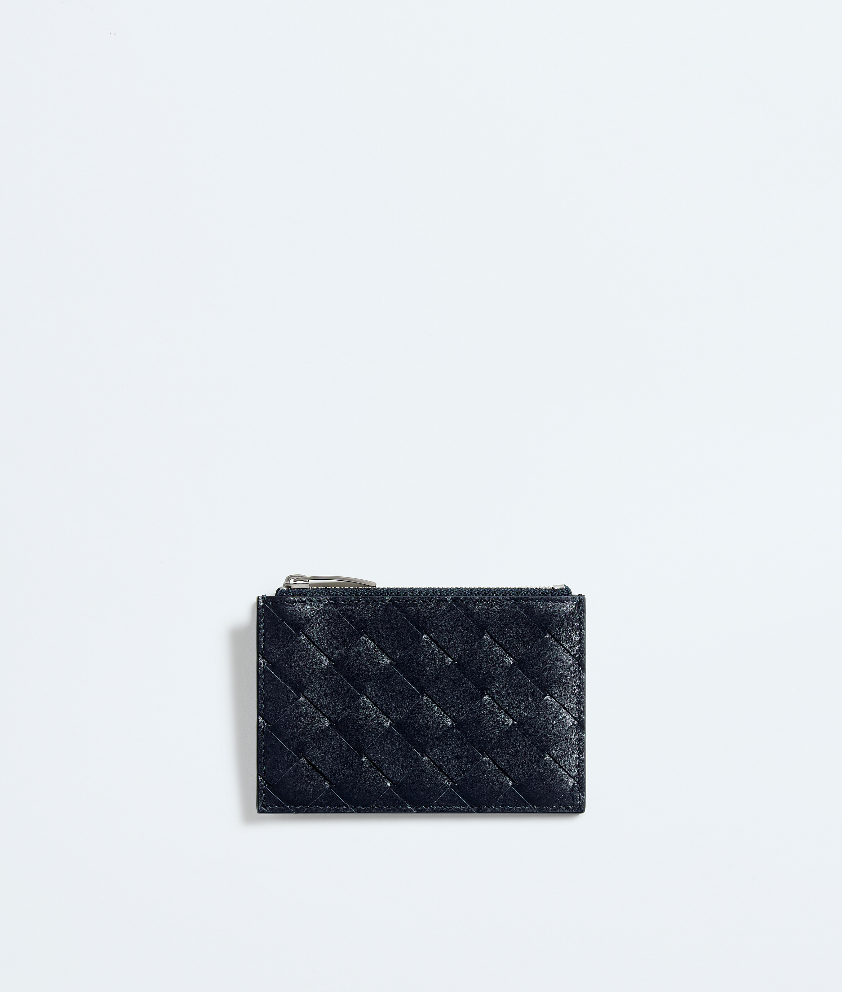 Men's Intrecciato Zipped Card Case in Midnight/basalt | Bottega
