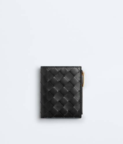 Women's Intrecciato Small Bi-Fold Wallet in Black Bottega Veneta Romania EN - Image 1
