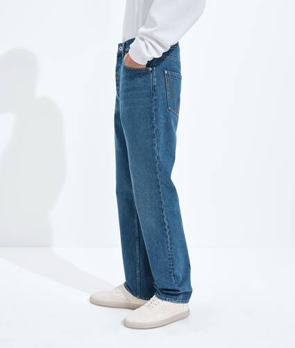 Medium Indigo Straight Leg Jeans