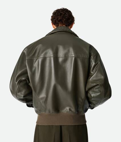 Men's Leather Blouson in Dark forest Bottega Veneta Poland EN - Image 4