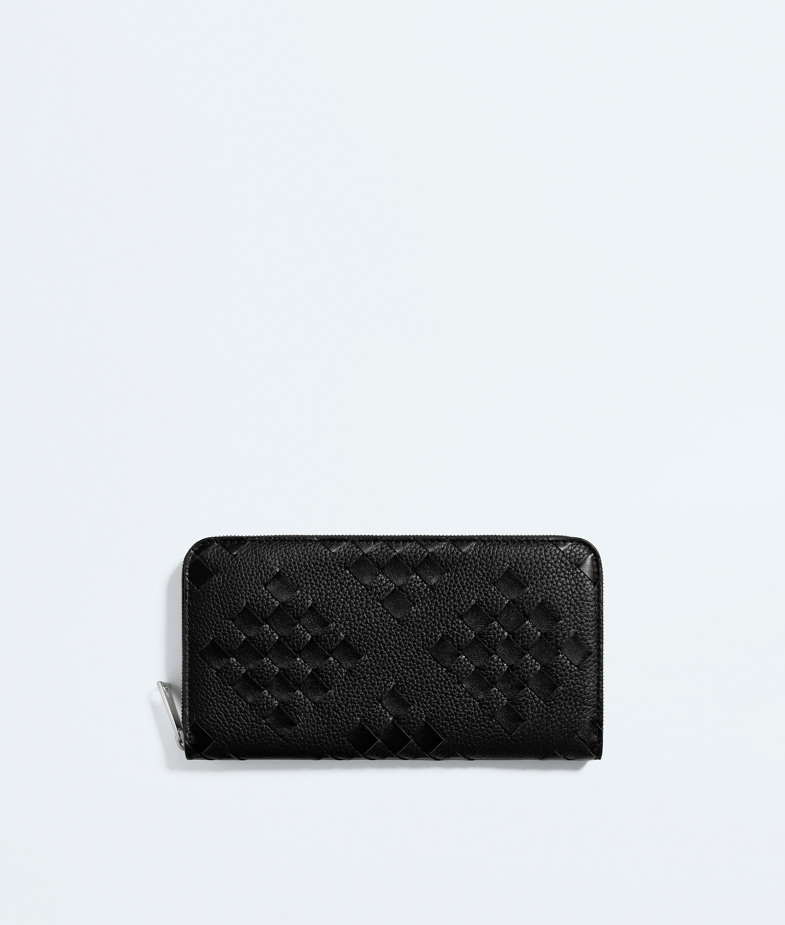 Bottega Veneta Black Intrecciato Zip Around Wallet - Man - U