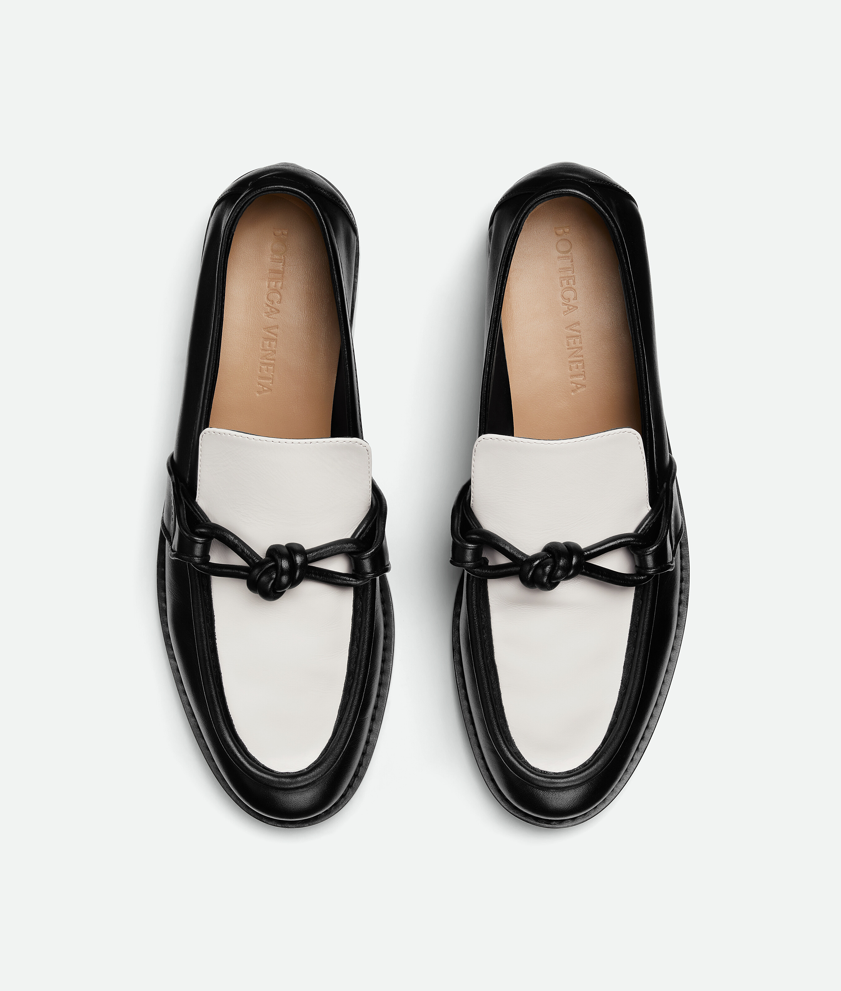 Bottega Veneta Blackwhite Solid Loafers In Black