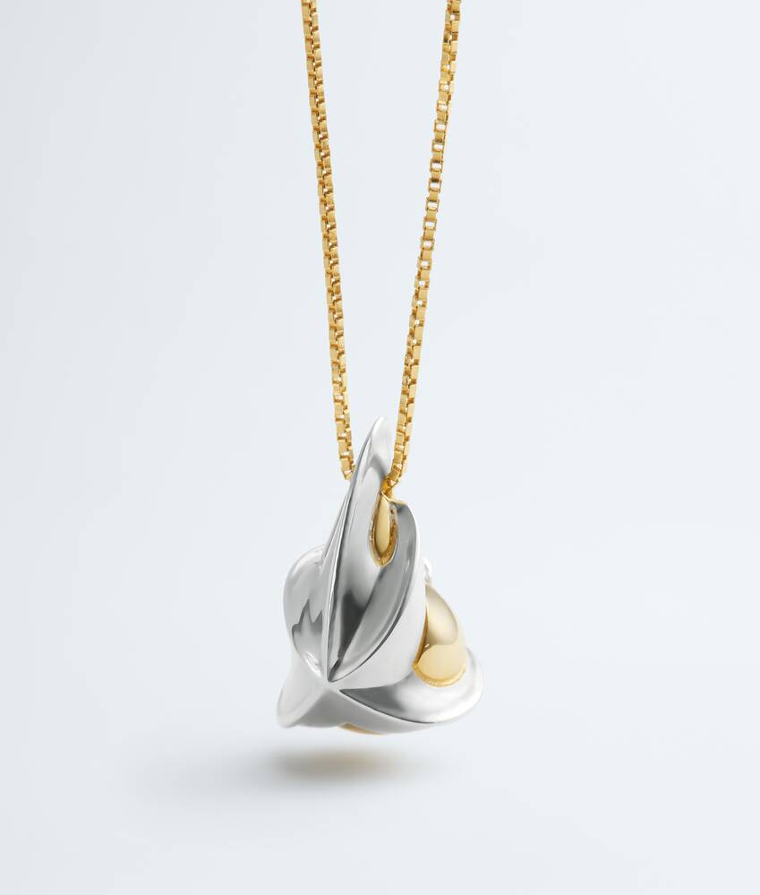 Women's Drop Pendant Necklace in Silver/yellow gold Bottega Veneta Bulgaria EN - Image 3