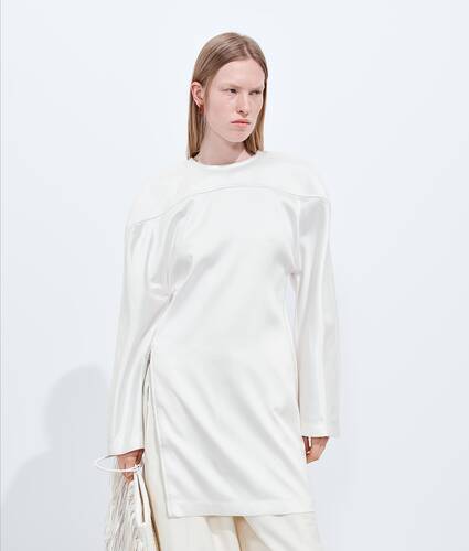 Women's Wool And Silk Satin Top in Chalk Bottega Veneta Belgium EN - Image 1