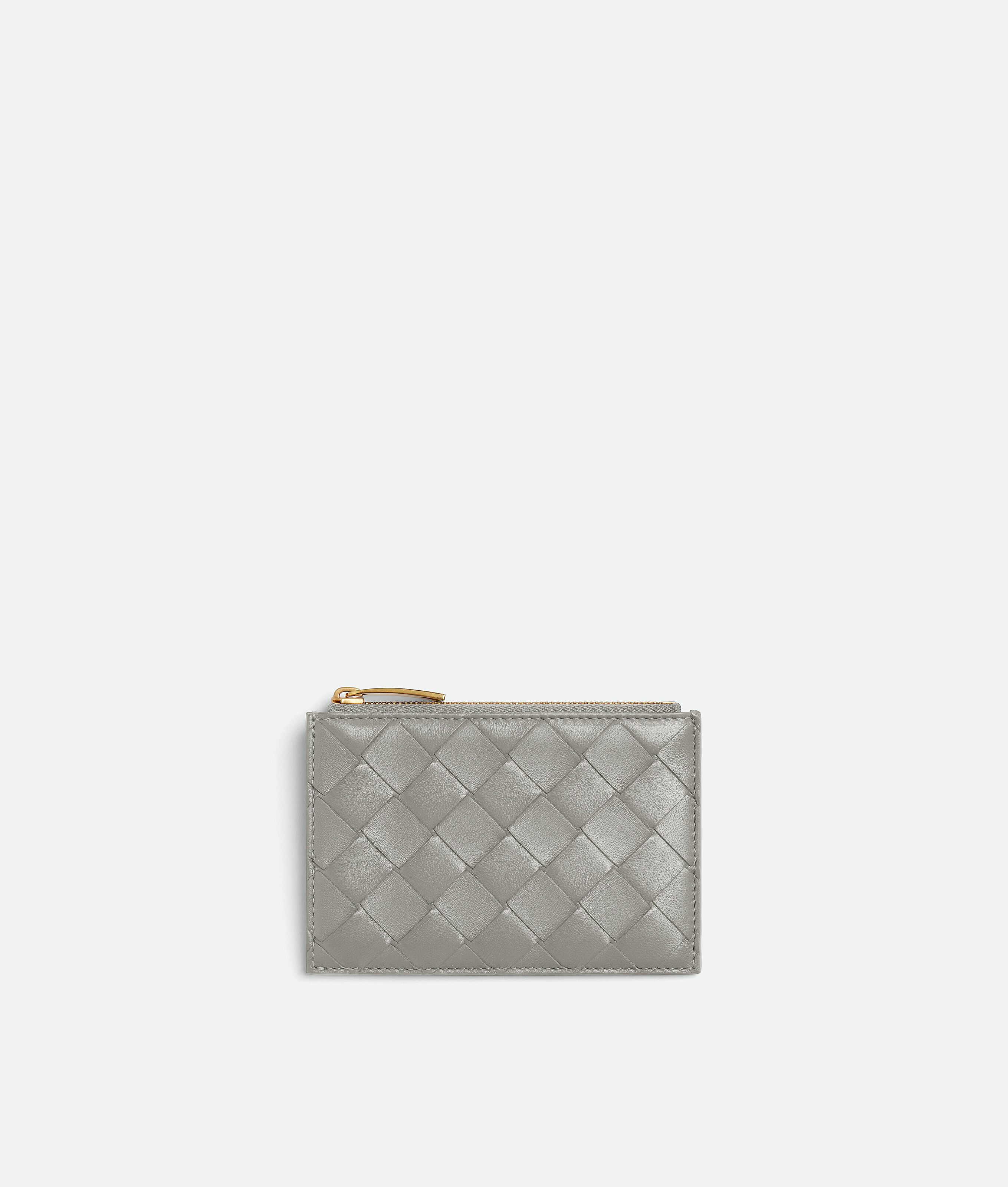 Bottega Veneta Intrecciato Zipped Card Case - Sterling/space - Woman