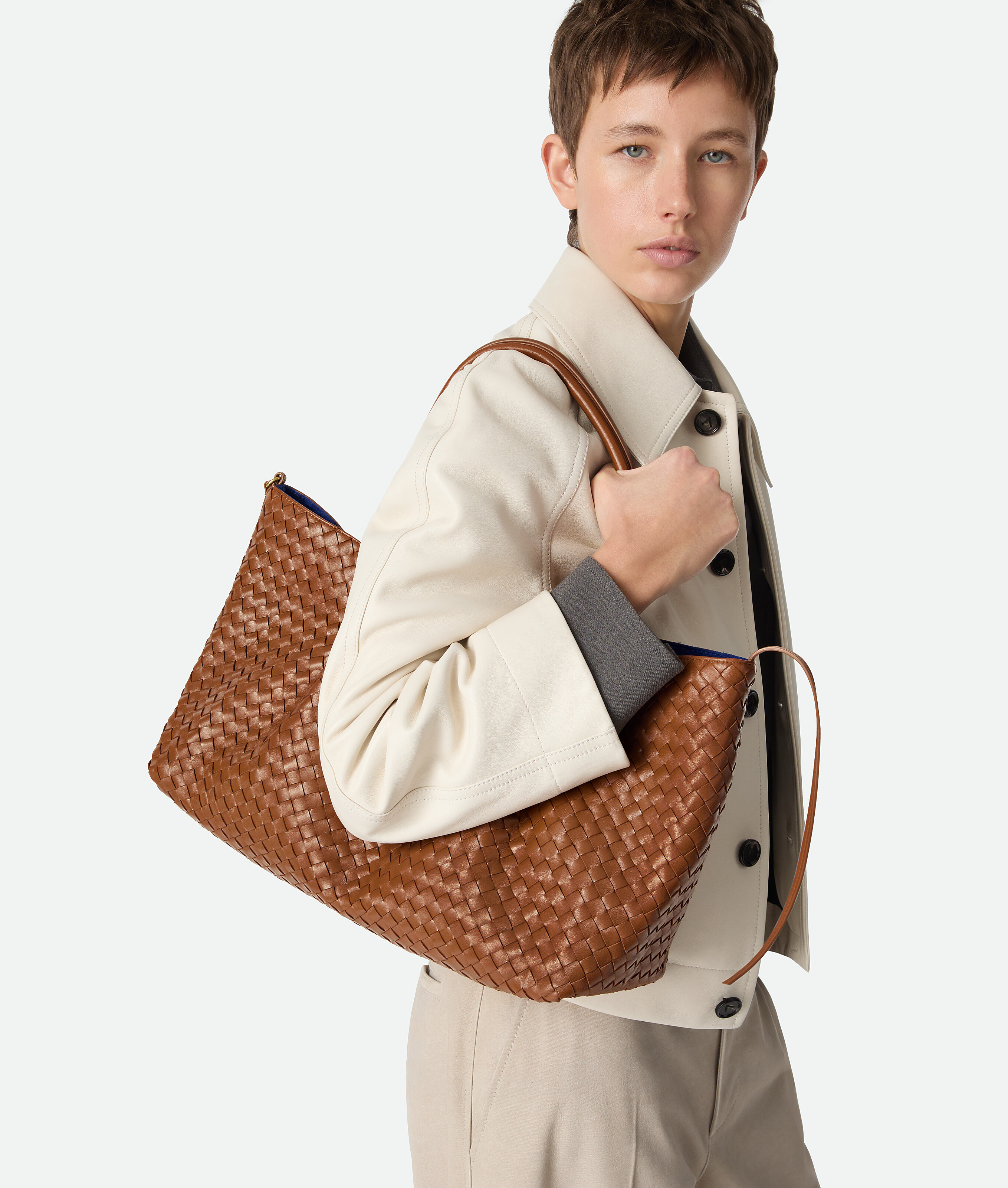 Bottega Veneta Intrecciato Leather Pinacoteca Tote Bag In Brown