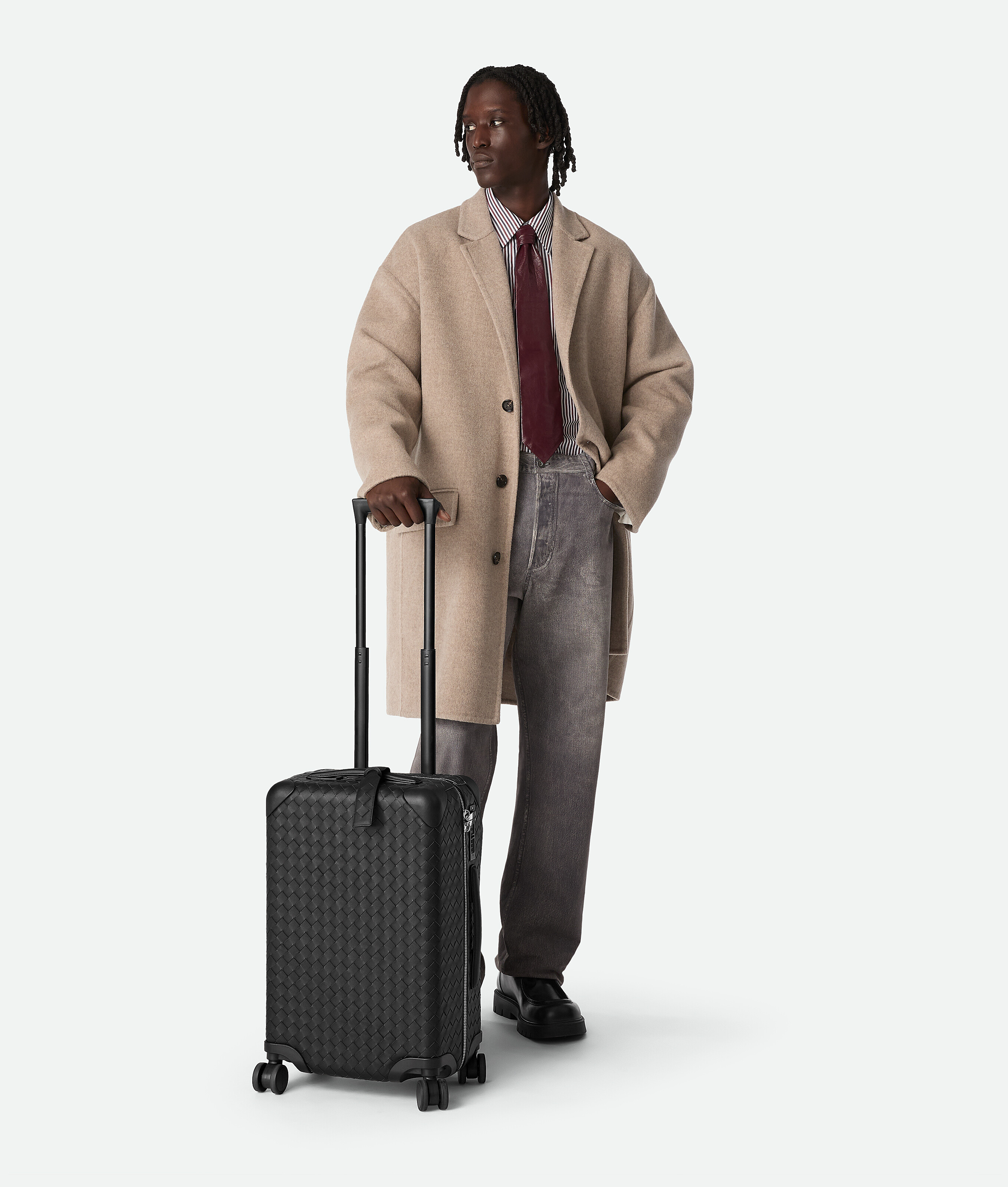 Bottega Veneta Odyssey Intrecciato Cabin Suitcase In Black