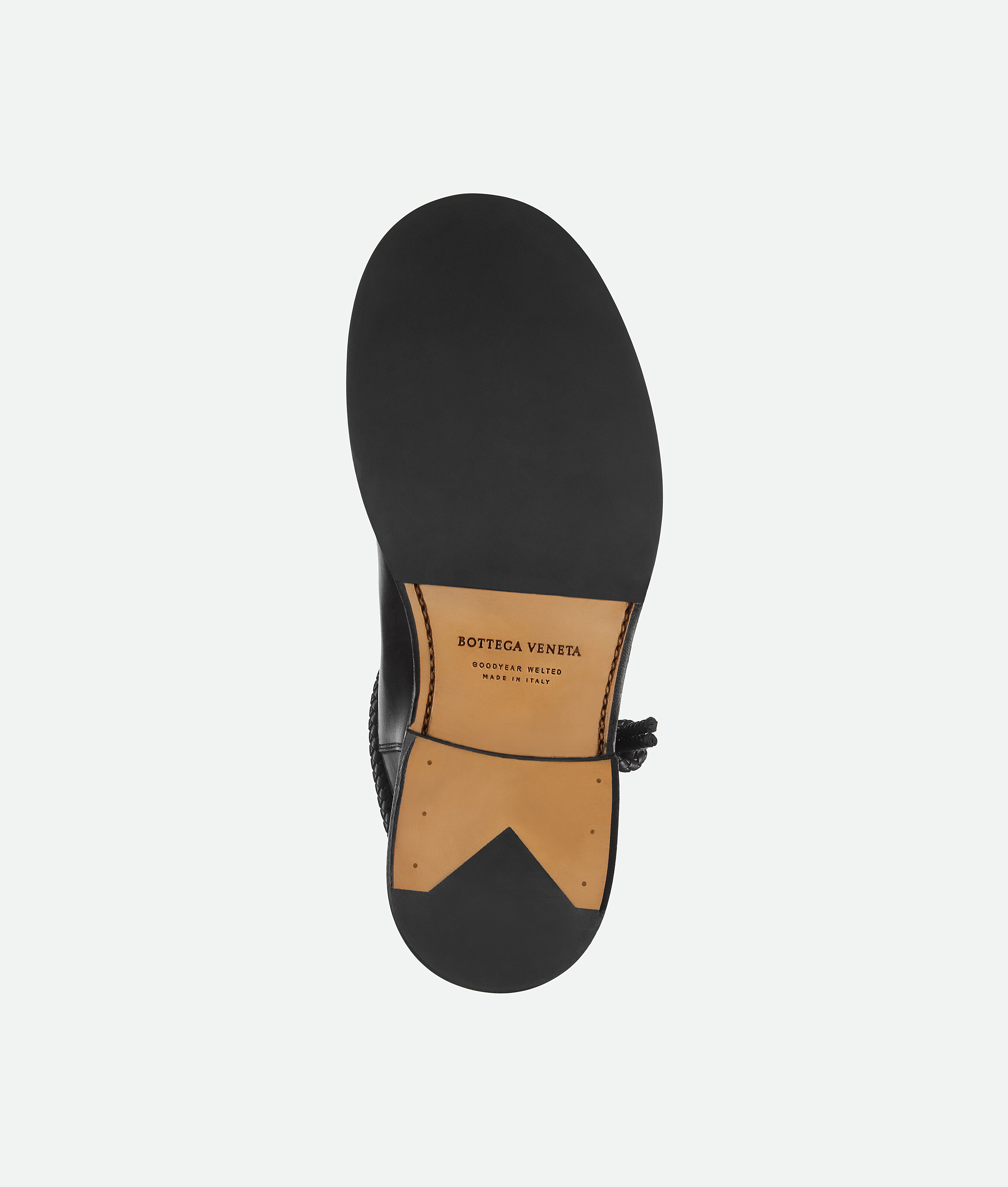 Bottega Veneta Women Black Ankle Boots With Metallic Detail On The Side And Applied Laces In Leather