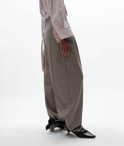 Women's Prince Of Wales Wool Trousers in Silt/stucco melange Bottega Veneta United Kingdom EN - Image 2