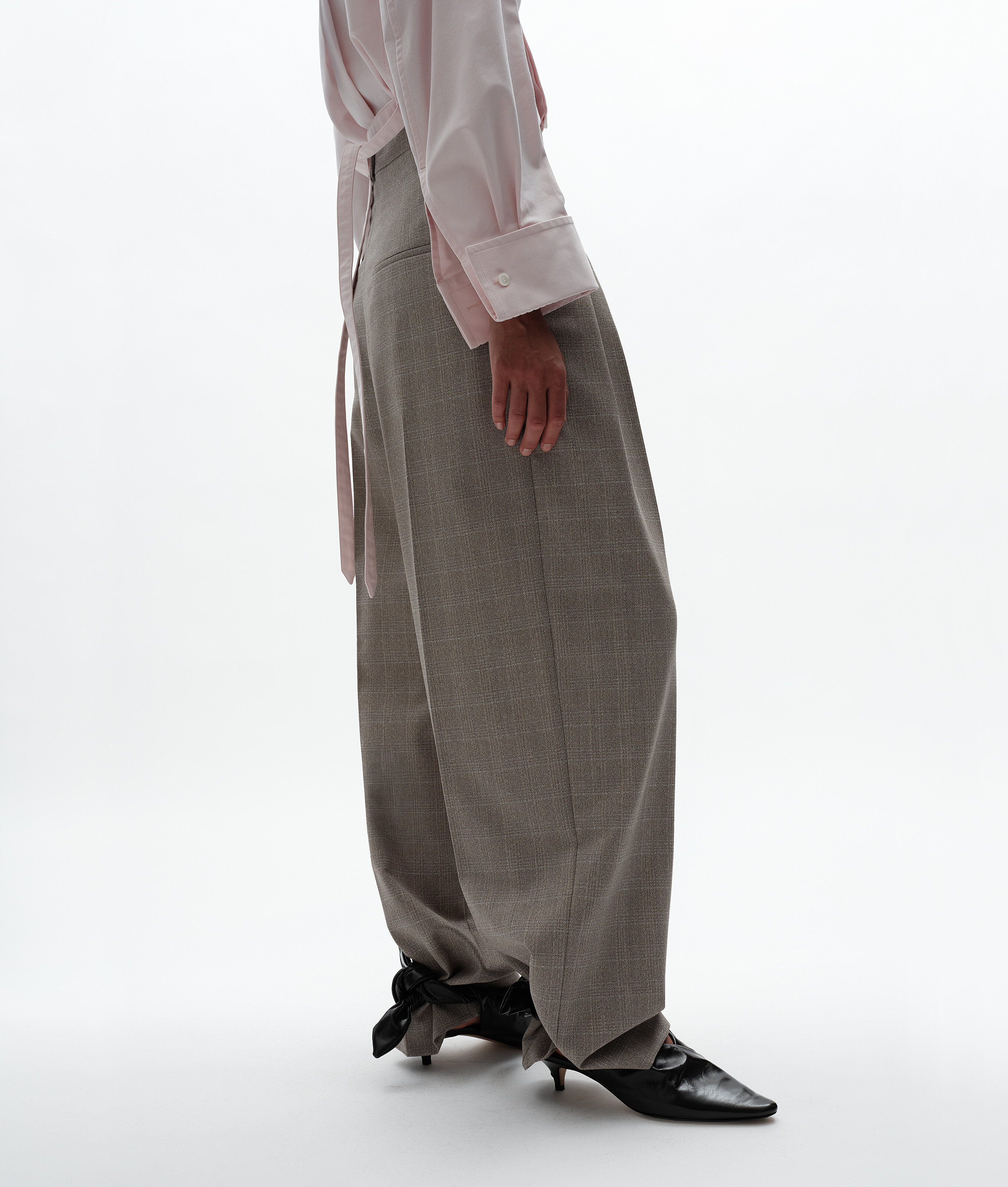 Women's Prince Of Wales Wool Pants in Silt/stucco melange Bottega Veneta Luxembourg EN - Image 2