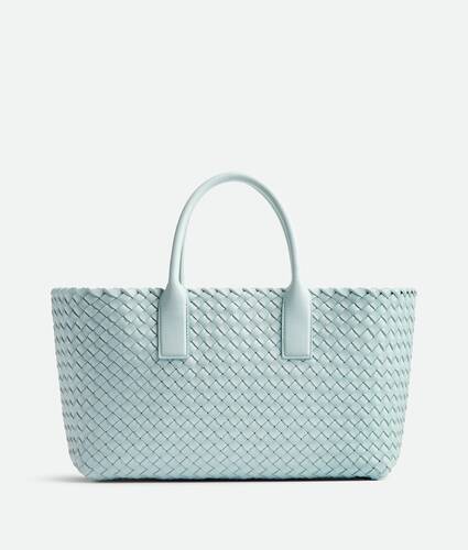 Ela's Cabat Tamanho Pequeno em Teal washed Bottega Veneta Brasil PT - Image 1