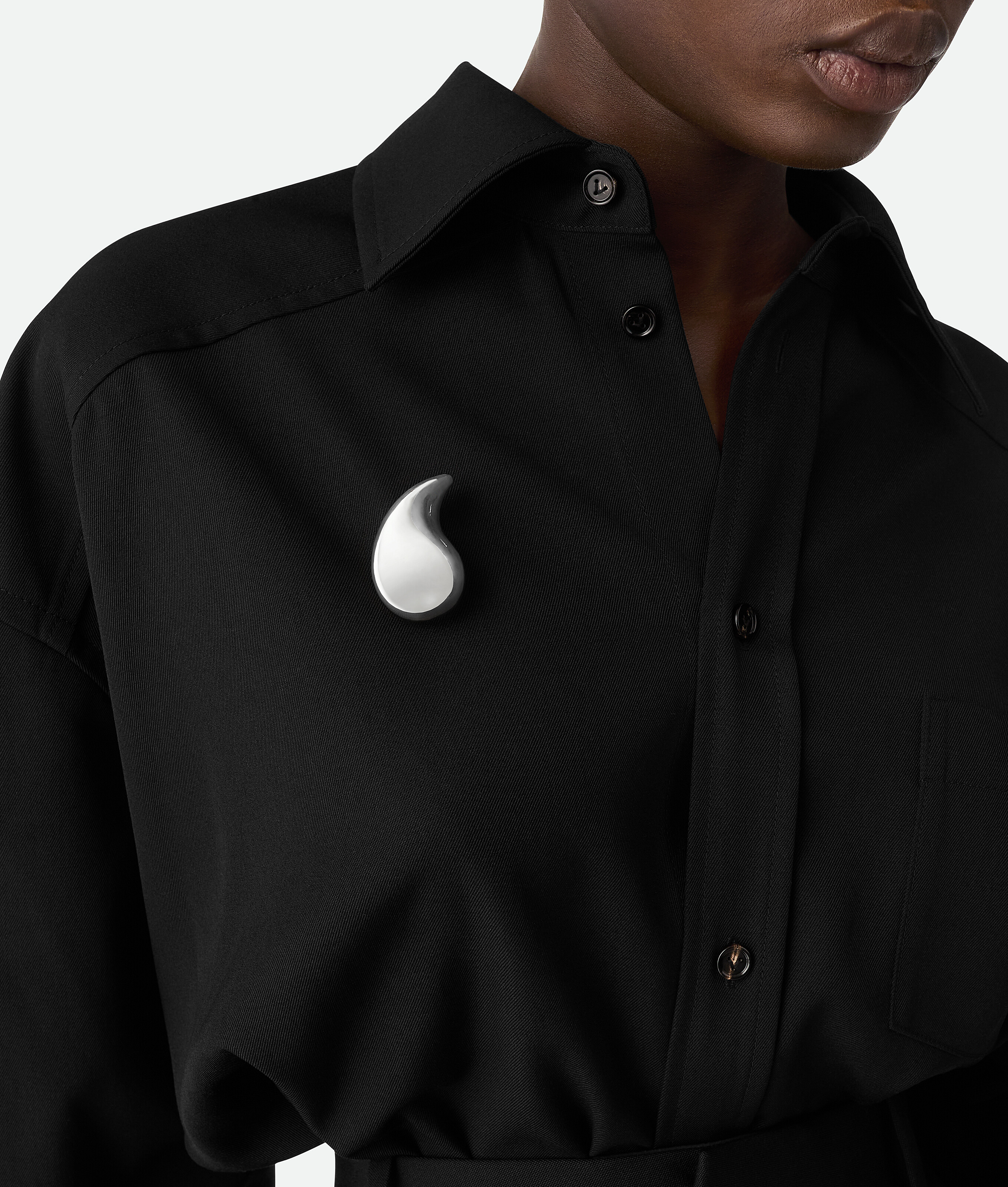 Bottega Veneta Large Drop Brooch - Silver - Woman